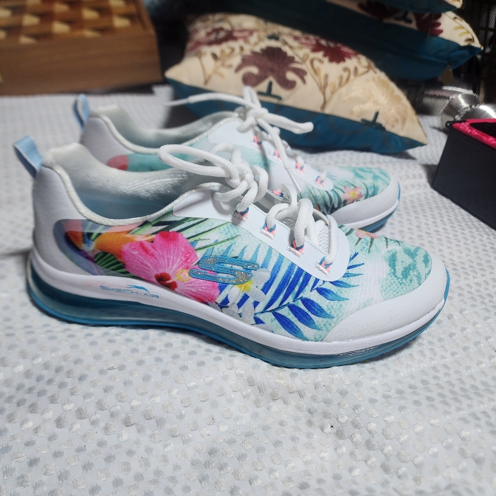 SKECHERS EUC WOMENS SZ 11 AIR ELEMENT 2.0 FLOWER CITI MEMORY FOAM SNEAKER SHOES